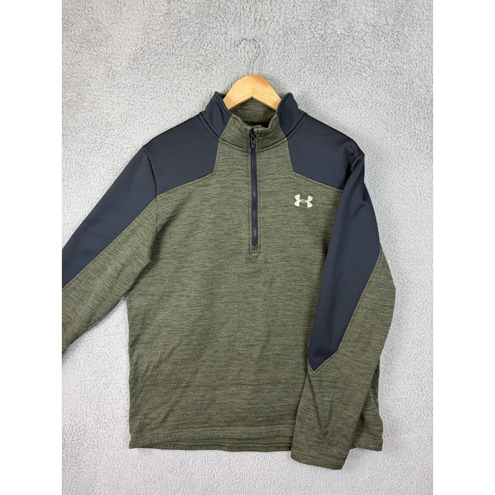 Under Armour Pullover Mens Large Green Colorblock 1/4 Zip Long Sleeve Athletic